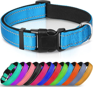 Reflective Dog Collar,Soft Neoprene Padded Breathable Nylon Pet Collar Adjustable for Small Dogs,Teal,S