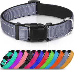 Reflective Dog Collar,Soft Neoprene Padded Breathable Nylon Pet Collar Adjustable for Small Dogs,Teal,S