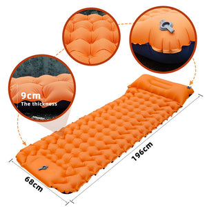 Outdoor Sleeping Pad Built-In Foot Air Pump Camping Inflatable Mattress Travel Mat Ultralight Air Bed TPU Nylon Waterproof 200Kg