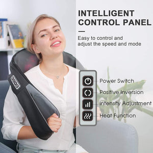 Shiatsu Kneading Neck Shoulder Back Massager Heat - Perfect for Car/Office/Cha