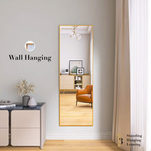 Load image into Gallery viewer, 65&quot; X 24&quot; Full Length Mirror with Stand, Gold Wall Mounting Full Body Mirror, Metal Frame Full-Length Mirror for Living Room, Bedroom