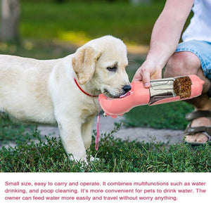 Portable Pet Dog Water Bottle Travel Outdoor Drinking Bowl Feeder Tray 300/500ML