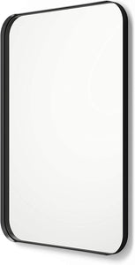 30" X 40" Black Metal Framed Mirror | Rectangle Bathroom Wall Mirror | Rounded Corner