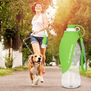 Pet Water Bottle for Travel Portable Water Dispenser for Dogs+Pet Waste Bag 20Oz