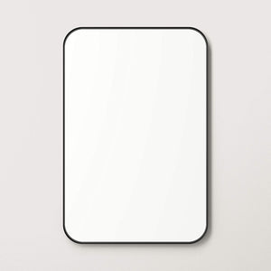 30" X 40" Black Metal Framed Mirror | Rectangle Bathroom Wall Mirror | Rounded Corner