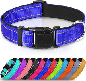 Reflective Dog Collar,Soft Neoprene Padded Breathable Nylon Pet Collar Adjustable for Small Dogs,Teal,S