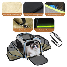 Load image into Gallery viewer, Pet Travel Bag Safe Airline Approved Expandable Foldable Soft-Sided Dog Carrier 3 Doors 2 Reflective Tapes