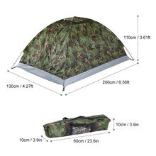 Load image into Gallery viewer, Camping Tent for 1-2 Person Single Layer Outdoor Portable Camouflage Travel Beach Tent Waterproof Ultralight Tent