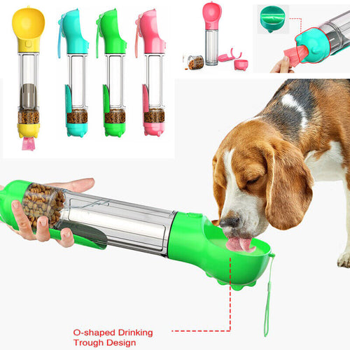 Pet Dog Cat Water Bottle Outdoor Travel Drinking Dispenser Feeder Tray Bowl Cup-