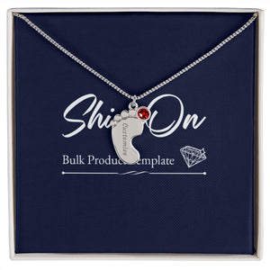 Silver footprint necklace with birthstone