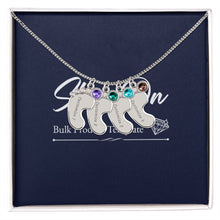 Load image into Gallery viewer, Silver 4-footprints necklace with birthstones