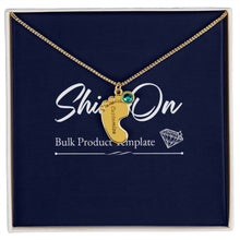 Load image into Gallery viewer, Gold footprint necklace with birthstone