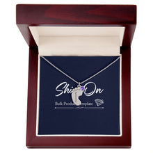 Load image into Gallery viewer, Silver  footprint necklace with birthstone in luxury box with LED