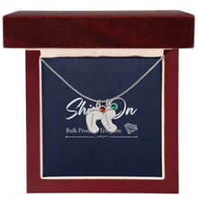 Load image into Gallery viewer, Silver  2-footprints necklace with birthstones in luxury box with LED