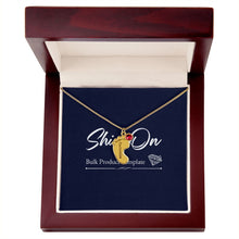 Load image into Gallery viewer, Gold  footprint necklace with birthstone in luxury box with LED