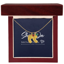 Load image into Gallery viewer, Gold  2-footprints necklace with birthstones in luxury box with LED