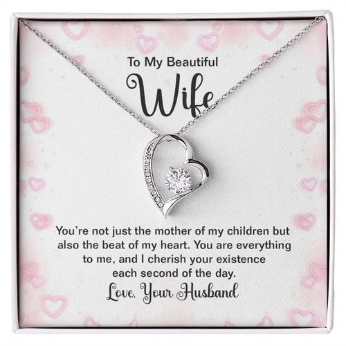 Wife - Beat of My Heart Mother of MY CHILDREN  Forever Love Necklace for Mother's Day Birthday Thinking of You