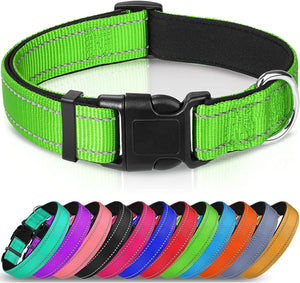 Reflective Dog Collar,Soft Neoprene Padded Breathable Nylon Pet Collar Adjustable for Small Dogs,Teal,S