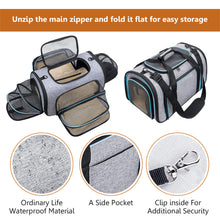 Load image into Gallery viewer, Pet Travel Bag Safe Airline Approved Expandable Foldable Soft-Sided Dog Carrier 3 Doors 2 Reflective Tapes