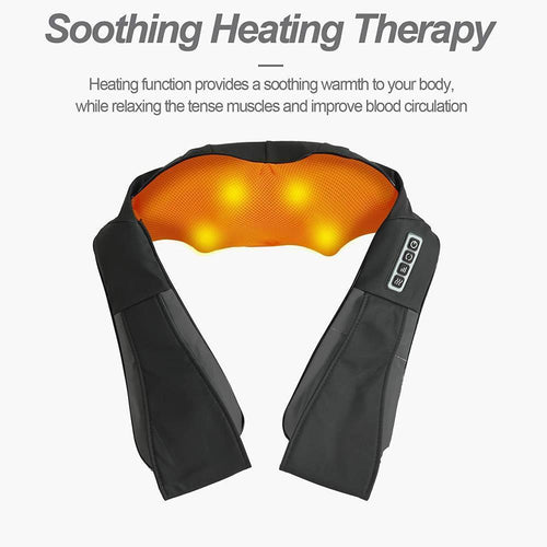 Shiatsu Kneading Neck Shoulder Back Massager Heat - Perfect for Car/Office/Cha