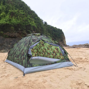 Camping Tent for 1-2 Person Single Layer Outdoor Portable Camouflage Travel Beach Tent Waterproof Ultralight Tent