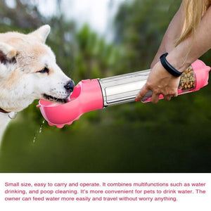 Portable Pet Dog Water Bottle Travel Outdoor Drinking Bowl Feeder Tray 300/500ML